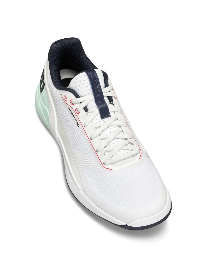 Wilson Mens Rush Pro 5 White / Bay / Fiery Coral Tennis Shoe